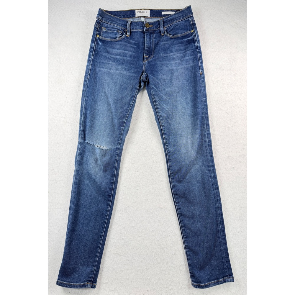FRAME Le Garcon Mentor Slim Boyfriend Jeans Distressed Blue LGJ179 Size 24